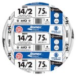 Romex 47174876 Building Wire, White Sheath, 14 AWG Wire, 2-Conductor, 75 m L, Copper Conductor, PVC Insulation