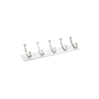 Richelieu RH111211530195 610mm x 130.11mm 1112 Modern 4 Hook Rack - White & Brushed Nickel