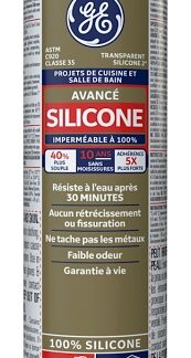 GE Silicone II SE2191 Kitchen and Bath Sealant, Clear, 65 deg F, 10.1 oz Cartridge