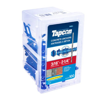 Tapcon 3030 2-1/4" x 3/16" Concrete Screw Anchor, 100 Pack - Blue