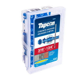 Tapcon 3020 1-3/4" x 3/16" Concrete Screw Anchor, 100 Pack - Blue