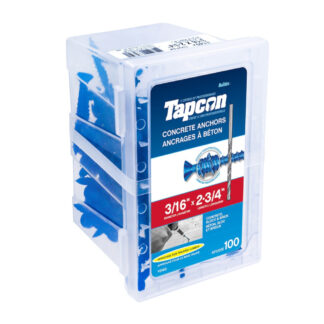 Tapcon 3140 2-3/4" x 3/16" Concrete Screw Anchor, 100 Pack - Blue