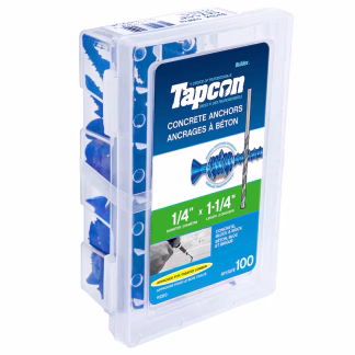 Tapcon 3310 1-1/4" x 1/4" Concrete Screw Anchor, 100 Pack - Blue