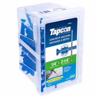 Tapcon 3330 2-1/4" x 1/4" Concrete Screw Anchor, 100 Pack - Blue