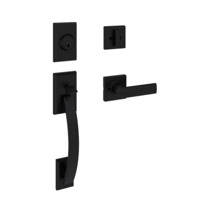 Weiser Tavaris Handleset with Breton Lever featuring SmartKey - Matte Black