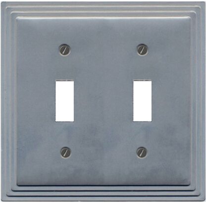 Atron AZTEC Series 65TT Wallplate, 5 in L, 5 in W, 2-Gang, Metal, Satin Nickel