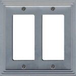 Atron AZTEC Series 65RR Wallplate, 5 in L, 4-5/8 in W, 2-Gang, Metal, Satin Nickel