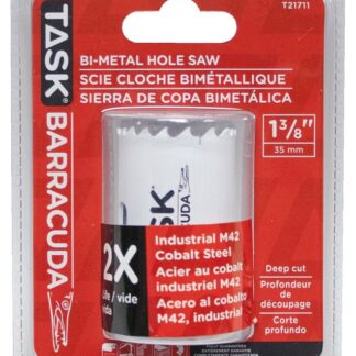 Task T21711 Hole Saw, 1-3/8 in Dia, 1-7/8 in D Cutting, Carbon Steel Cutting Edge
