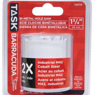 Task T21717 Hole Saw, 1-3/4 in Dia, 1-7/8 in D Cutting, Carbon Steel Cutting Edge