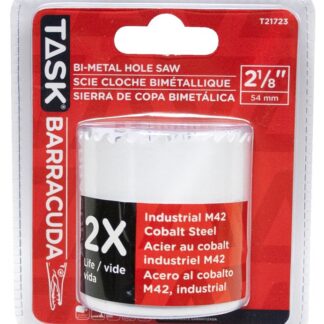 Task T21723 Hole Saw, 2-1/8 in Dia, 1-7/8 in D Cutting, Carbon Steel Cutting Edge