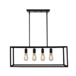 Boston Harbor LS10505 Farmhouse Chandelier, 120 V, 60 W, 1-Tier, 4-Lamp, Metal Fixture, Black Fixture, Matte Fixture