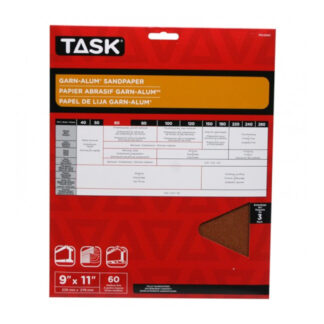 Task PG14060 11" x 9" 60 Grit Medium Garn-Alum Sandpaper, 3 Pack