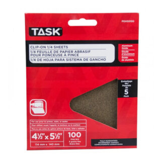 Task POX55100 4-1/2" x 5-1/2" 100 Grit Fine Abrasive Sheet, 5 Pack