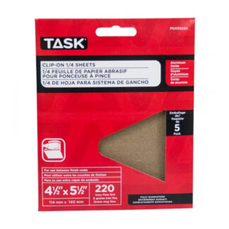 Task POX55220 4-1/2" x 5-1/2" 220 Grit Very Fine Abrasive Sheet, 5 Pack