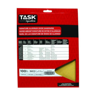 Task SAO16100 11" x 9" 100 Grit Fine Signature Sandpaper, 50 Pack