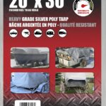Erickson 57026 Heavy-Grade Tarp, 30 ft L, 20 ft W, 9 mil Thick, Poly, Silver
