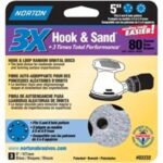 NORTON 03232 Sanding Disc, 5 in Dia, 11/16 in Arbor, Coated, P80 Grit, Coarse, Alumina Ceramic Abrasive, Spiral