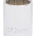Vulcan MT6534101 Drive Socket, 24 mm Socket, 1/2 in Drive, 12-Point, Chrome Vanadium Steel, Chrome