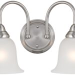 Boston Harbor LYB130928-2VL-BN Wall Sconce, 60 W, 2-Lamp, A19 or CFL Lamp, Steel Fixture, Brushed Nickel Fixture