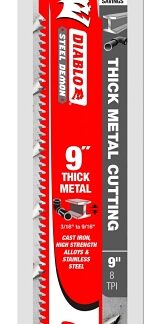 Diablo DS0908CF3C Reciprocating Saw Blade, 1 in W, 9 in L, 8 TPI, Carbide Cutting Edge