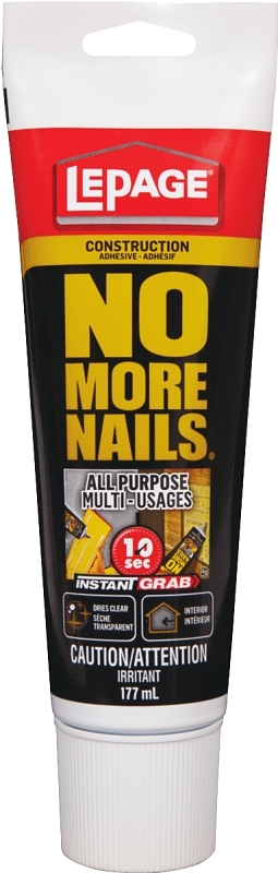 LePage No More Nails 2047902 All Purpose Adhesive, White, 177 mL Tube ...