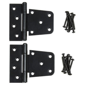 Nuvo Iron TH4BLK 4" Galvanized Steel T-Hinge, 2 Pack - Black