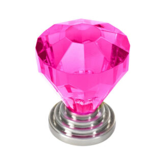 Richelieu BP10089195411 1-1/4" 10089 Eclectic Acrylic & Metal Knob - Fuchsia & Brushed Nickel