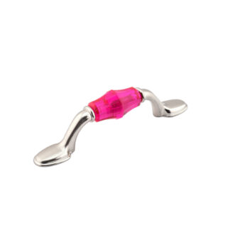 Richelieu BP110676195411 3" 1106 Eclectic Acrylic & Metal Pull - Fuchsia & Brushed Nickel