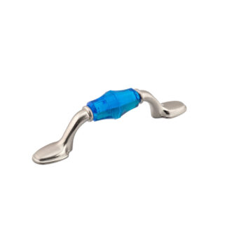 Richelieu BP110676195750 3" 1106 Eclectic Acrylic & Metal Pull - Blue & Brushed Nickel