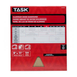 Task PAO15120 11" x 9" 120 Grit Fine Premium Sandpaper, 50 Pack