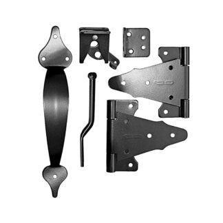 Nuvo Iron WGCKH Powder-Coated Galvanized Steel Wooden Gate Combo Kit - Black