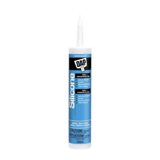 DAP 73461 300ml 100% Waterproof Silicone Window, Door & Siding Sealant - White