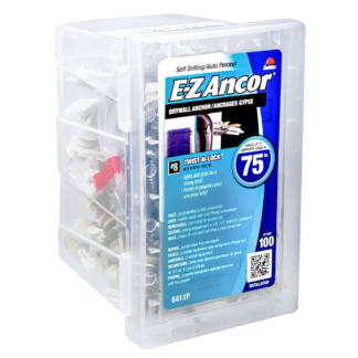 Buildex White Plastic Self-Drilling E-Z Anchor with Phillips Screws, 100 Pack - 8-Gauge