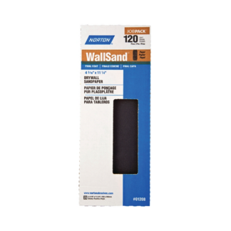 Norton 01208 11-1/4" x 4-3/16" 120 Grit Fine WallSand Sandpaper, 25 Pack