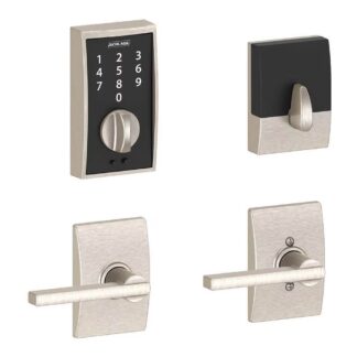 Schlage Century Touchscreen Electronic Deadbolt with Century Trim and Latitude Lever - Satin Nickel