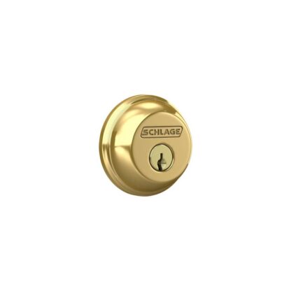 Schlage Standard Trim Single Cylinder Deadbolt - Bright Brass