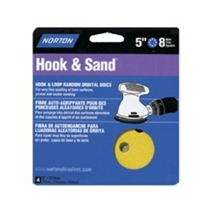 Norton 49157 Sanding Disc, 5 in Dia, Coated, P100 Grit, Medium, Aluminum Oxide Abrasive, Paper Backing
