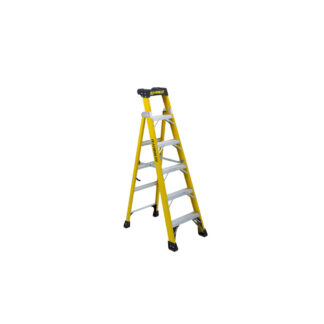 FeatherLite FXS6906 6ft 2-in-1 Cross X-Step Fiberglass Ladder - Black & Yellow
