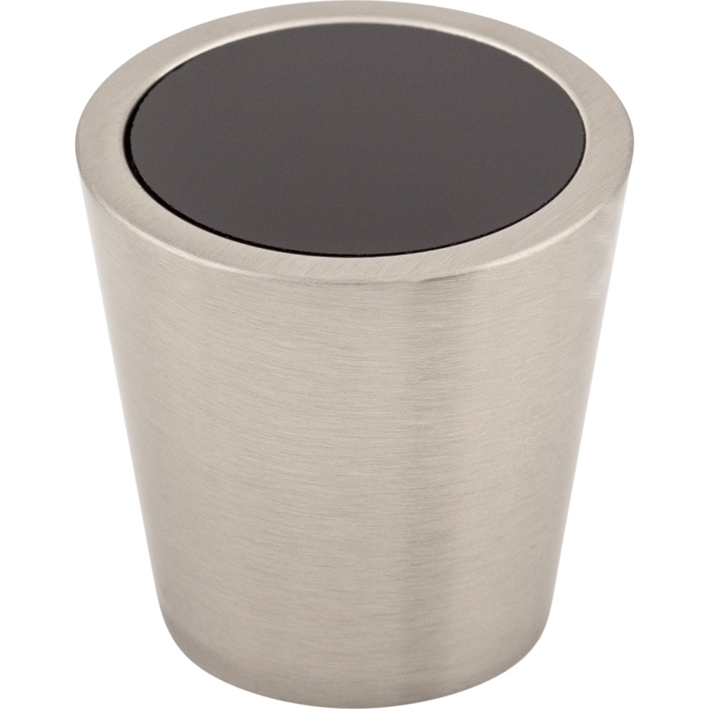 Top Knobs Crystal Black Crystal Center Knob, Brushed Satin Nickel