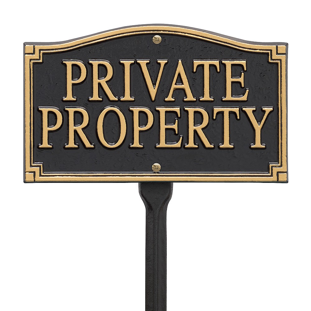 Whitehall Private Property Statement Plaque - Wall/Lawn - Black/Gold