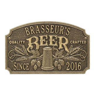 Whitehall Quality Crafted Beer Arch Plaque With Since Date, Standard Wall 2-line