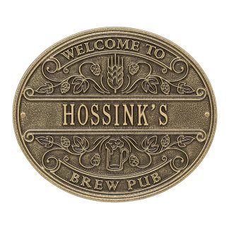 Whitehall Brew Pub Welcome Plaque, Standard Wall 1-line