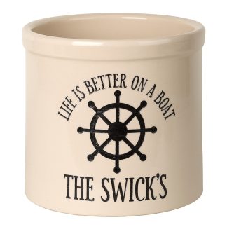 Whitehall Personalized Middle Center Life Is Better On A Boat 2 Gallon Stoneware Crock