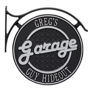 Whitehall Package: Hanging Garage Plaque with Bracket - Black/Gold
