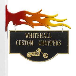 Whitehall 2-Sided Hanging Garage Motorcycle Plaque
