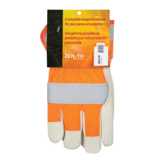 Zenith Safety Products SEK237R High-Visibility Superior Warmth Fitters Gloves, Large - White & Orange