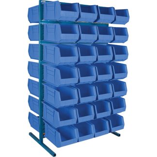 Kleton 36" x 24" x 61" Double-Sided Stationary Bin Rack, 56 Bins, Blue