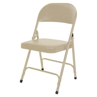 Kleton 18" x 17-3/4" x 30-3/4" Vinyl Padded Folding Chair, Beige