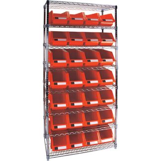 Kleton 36" x 18" x 74" Heavy-Duty 8-Tier Wire Shelving Unit with Storage Bins