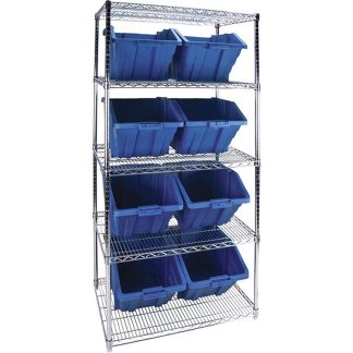 Kleton 36" x 24" x 74" Heavy-Duty 8-Tier Wire Shelving Unit with Storage Bins